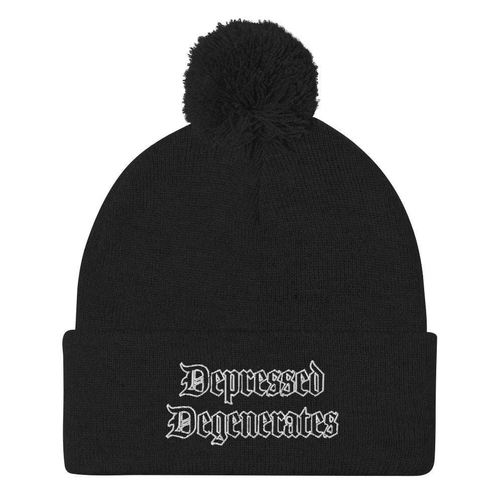 Depressed Degenerate Pom-Pom Beanie
