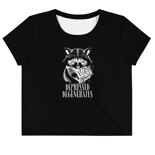 Rose Raccoon Crop Tee